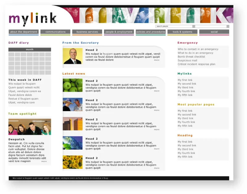 Department of Agriculture mylink intranet site